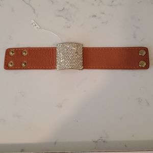 Leather rhinestone bracelet